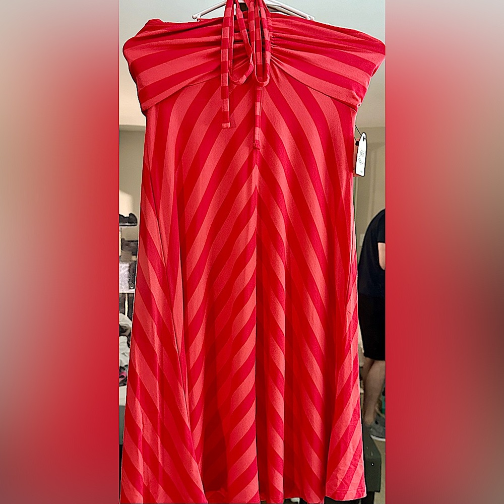 Caslon | Medium | Pink/Hot pink Striped Strapless Sundress
